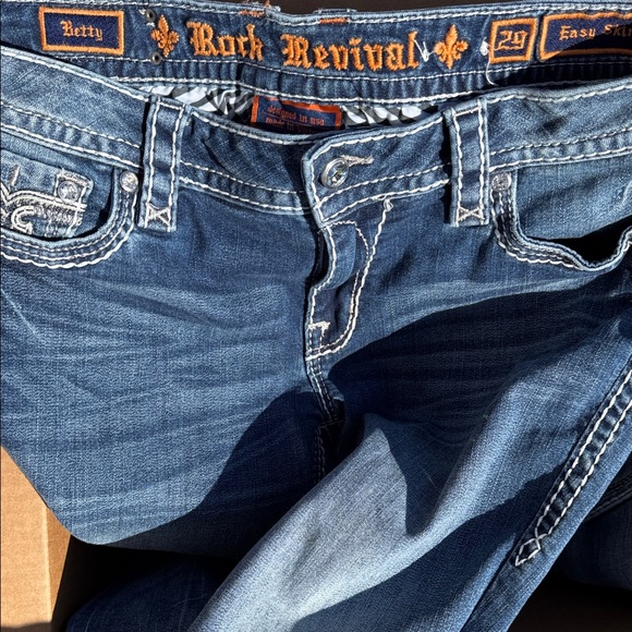 Rock revival Betty easy skinny size 29/30 open back pockets Blue Jeans # 04 - Picture 7 of 10